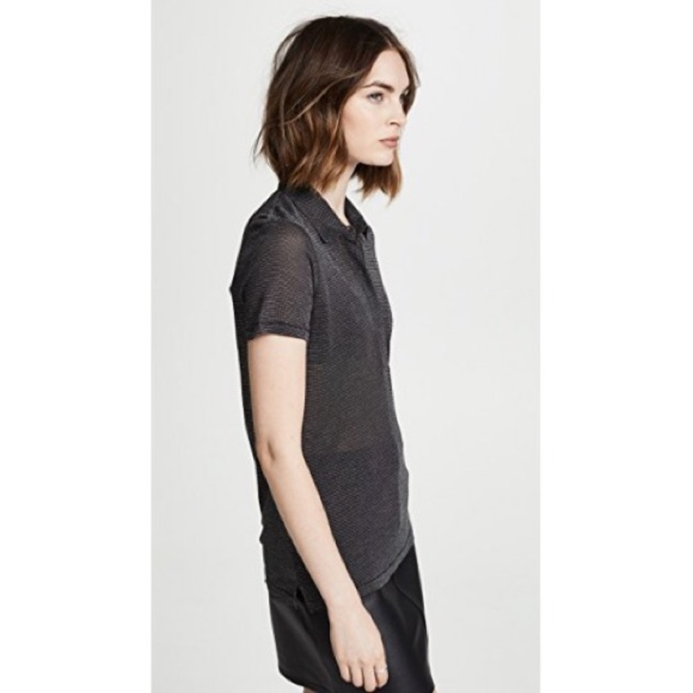 Rag & Bone Dawson Polo Shirt in Metallic Black - Picture 3 of 7